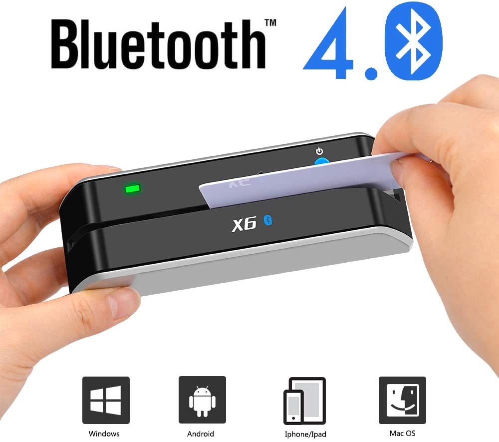 TNAIVE X6 Bluetooth Card Reader Writer USB 3 Tracks Swipe Encoder